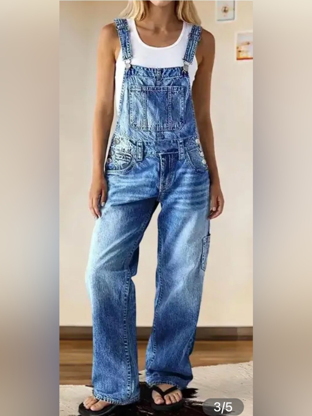 Flamingals Wash Multi Pocket Mid Waist Straight Leg Overalls Size XS  NWT